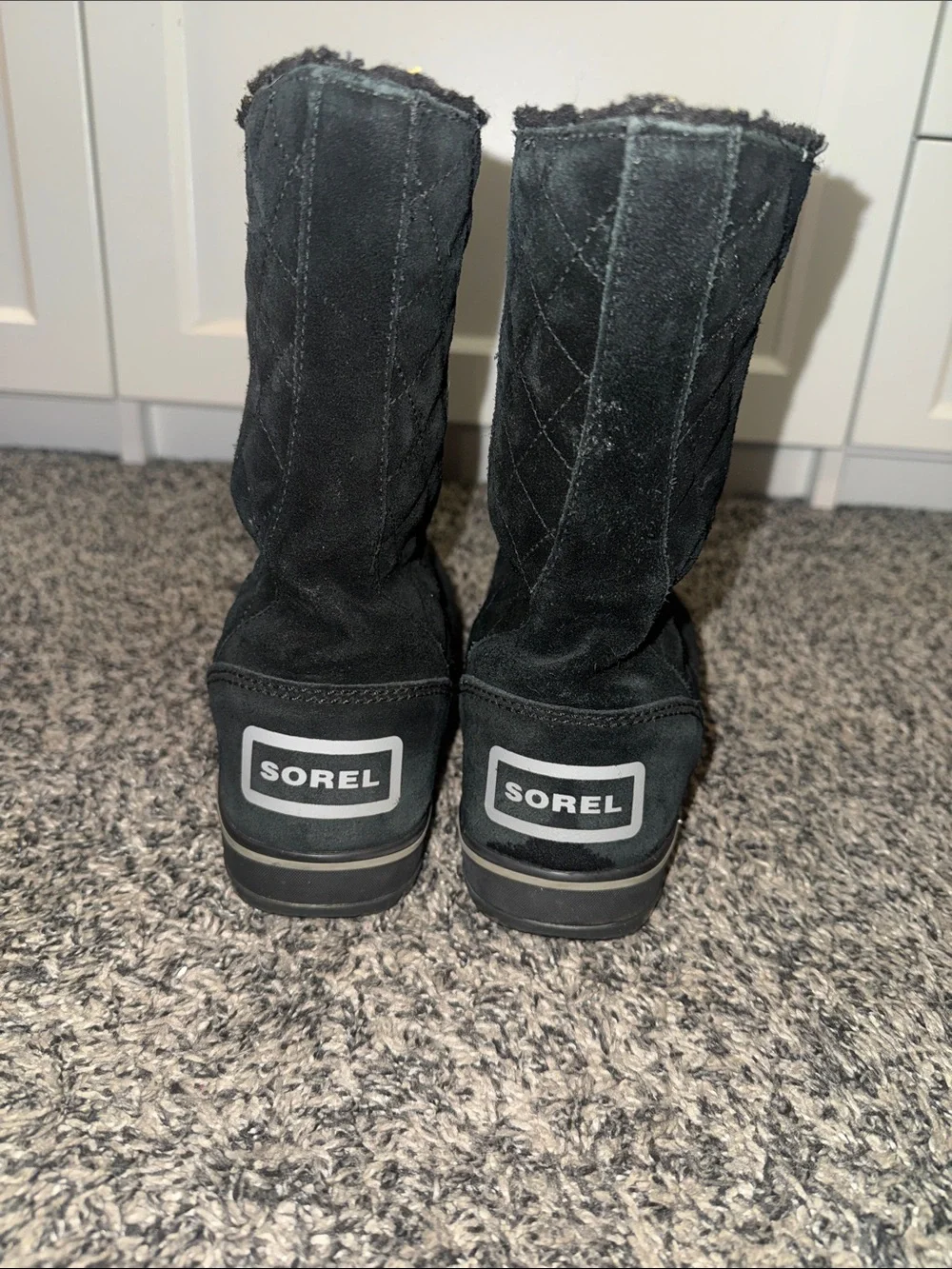Sorel Women’s NL1975 Waterproof Suede Black Mid Calf Winter Boots Size 9